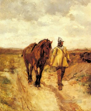 Un homme d’armes et son cheval Peinture à l'huile
